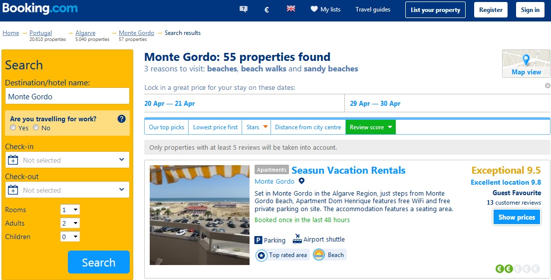 Booking rating abril 17